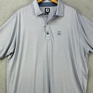 FootJoy FJ Shirt Golf Polo Mens 2XL Gray Geometric Short Sleeve Rugby Athletic
